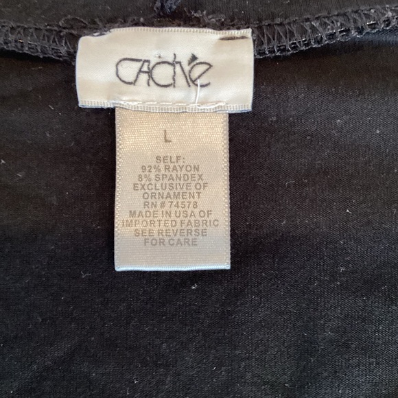 Cache Asymmetrical Ruched Side Open Sleeve Jersey Black Dress L - Picture 3 of 13